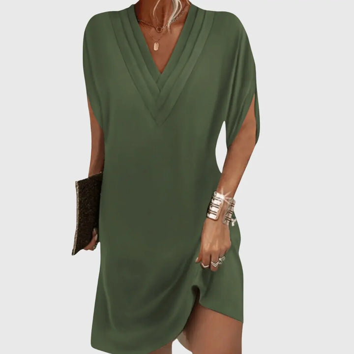 Charlotte | Womens V Neck Loose Mini Dress Luvy Boutique
