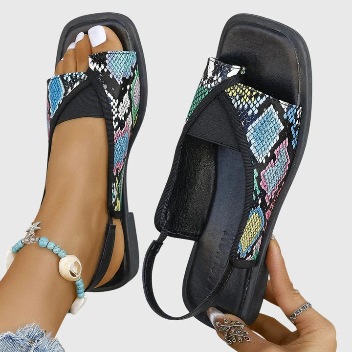 Fiona | Womens Contrast Strap Flat Sandals Luvy Boutique