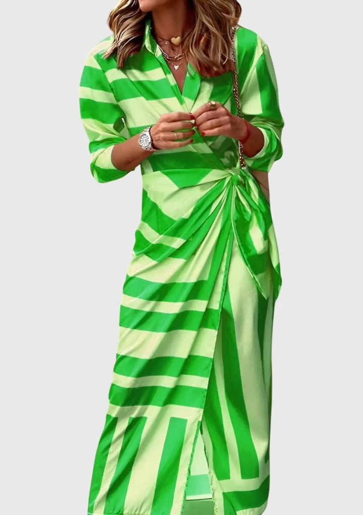 Eva | Women’s Printed Wrap Midi Dress Luvy Boutique