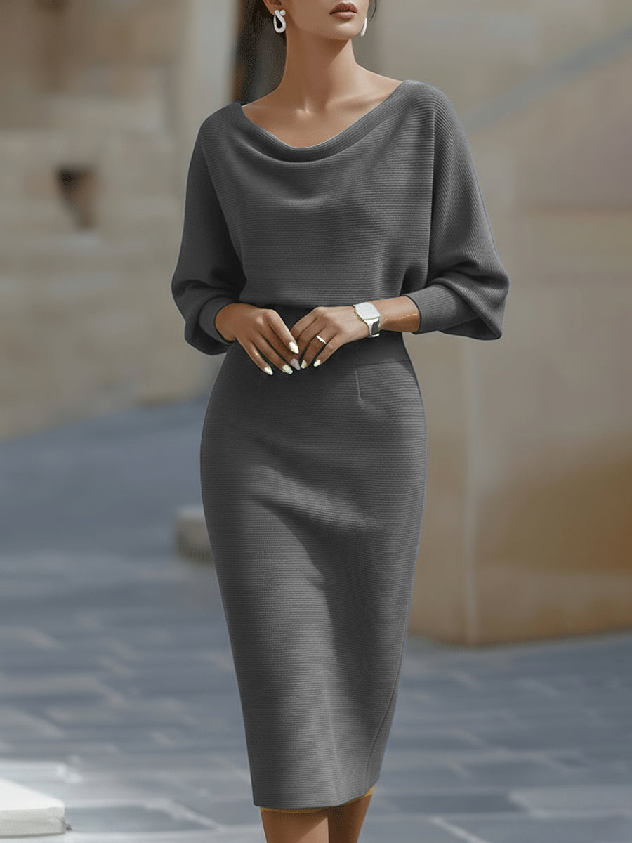 Isabella | Women Elegant Stretch Comfortable Midi Dress Luvy Boutique