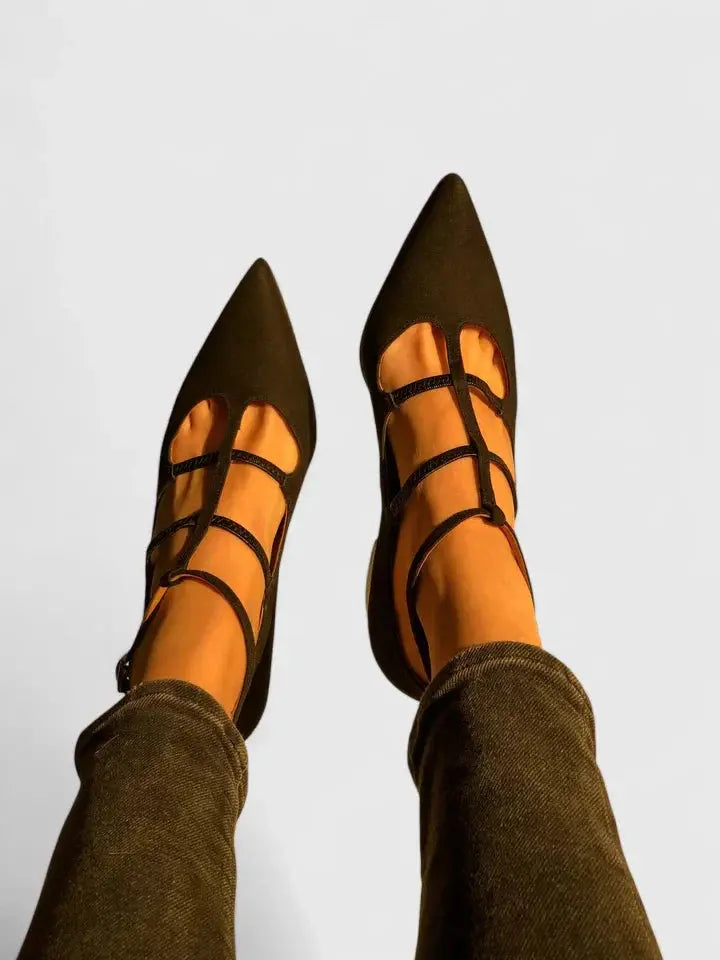 Daisy | Women’s Comfortable T-Strap Low Heel Shoes Luvy Boutique