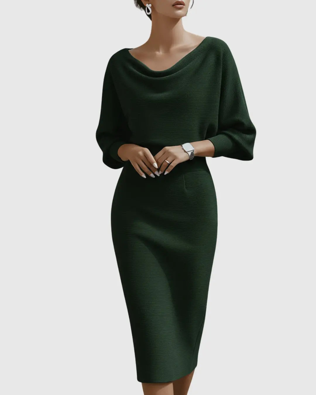 Ava | Women’s Draped Batwing Sleeve Midi Dress Luvy Boutique