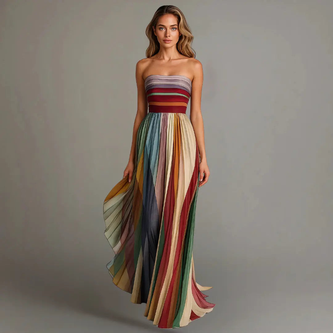 Savannah | Women’s Strapless Pleated Maxi Dress Luvy Boutique