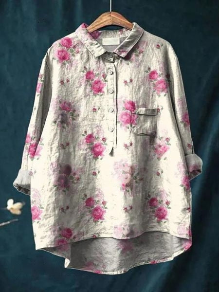 Audrey | Womens Floral Button Up Long Sleeve Shirt Luvy Boutique
