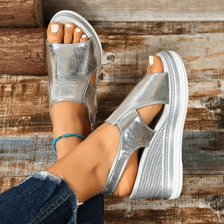 Claire | Womens Metallic Platform Comfort Sandals Luvy Boutique