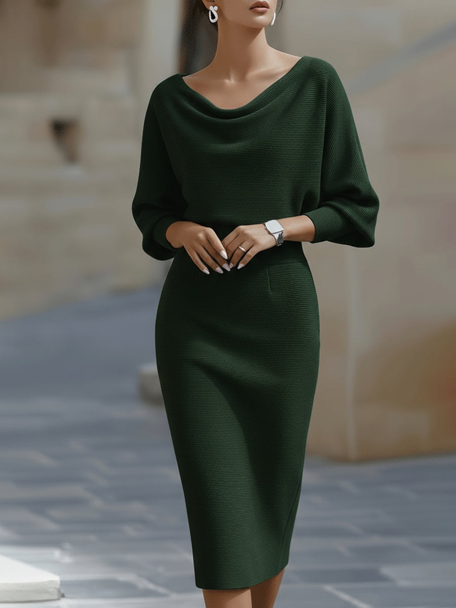 Isabella | Women Elegant Stretch Comfortable Midi Dress Luvy Boutique