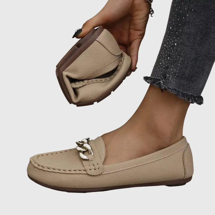 Clara | Womens Chain Detail Slip On Loafers Luvy Boutique
