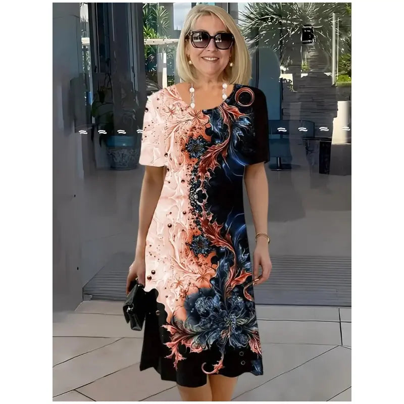 Loose Summer Women's Dress with 3D Floral Pattern Luvy Boutique