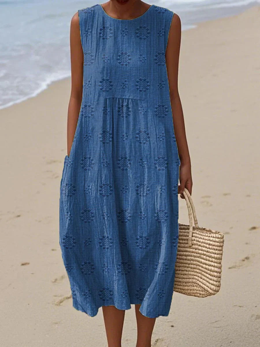 Blair | Womens Sleeveless Textured Midi Dress Luvy Boutique