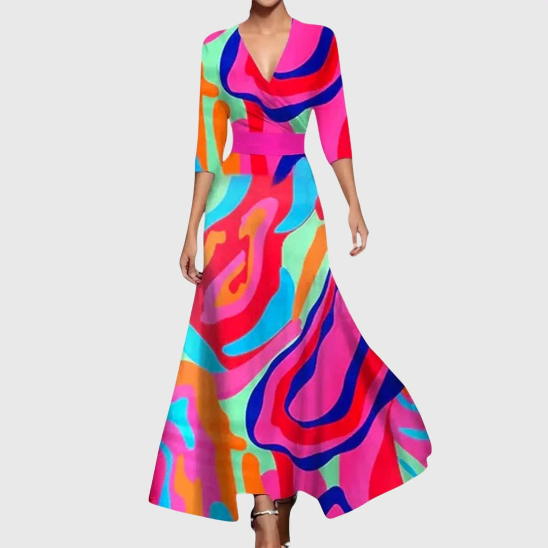Brooklyn | Women Floral V Neck Maxi Dress Luvy Boutique