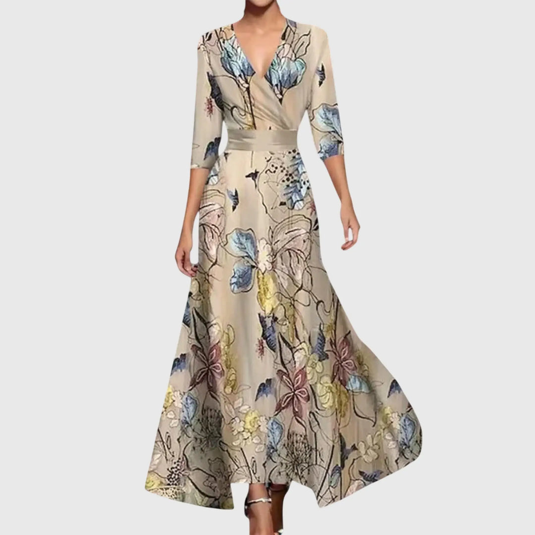 Brooklyn | Women Floral V Neck Maxi Dress Luvy Boutique