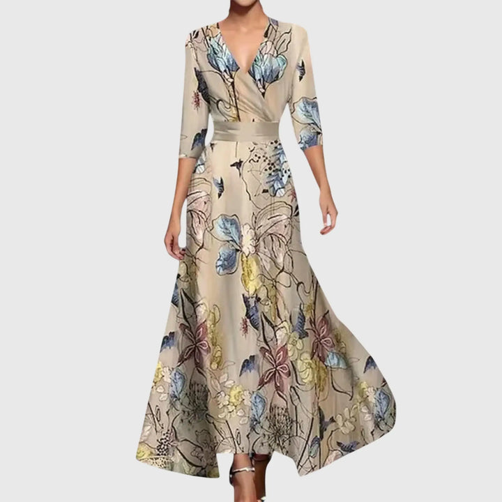 Brooklyn | Women Floral V Neck Maxi Dress Luvy Boutique