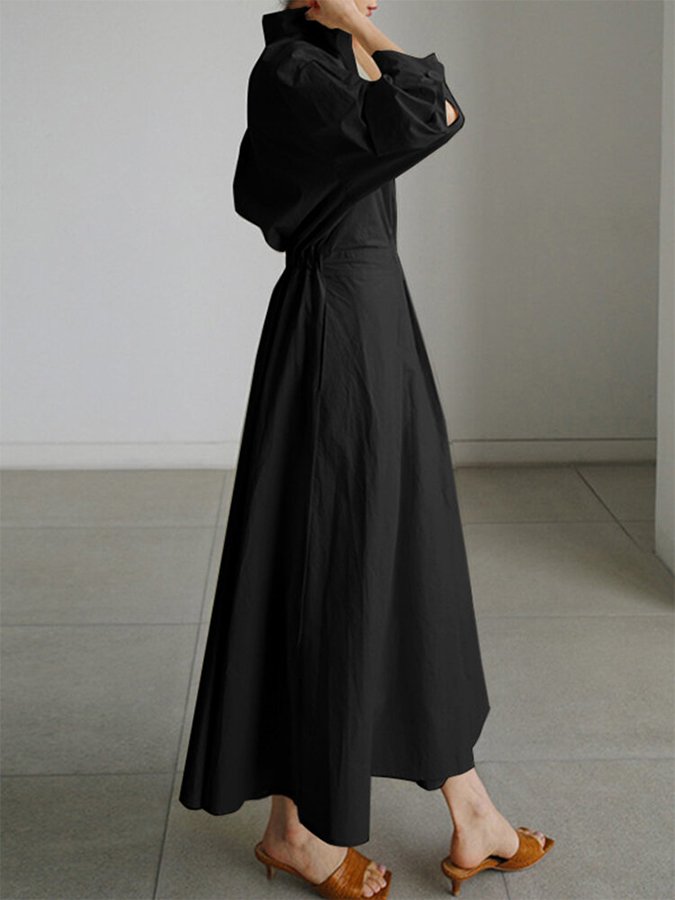 Brooklyn | Womens Elegant Button Waist Shirt Dress Luvy Boutique