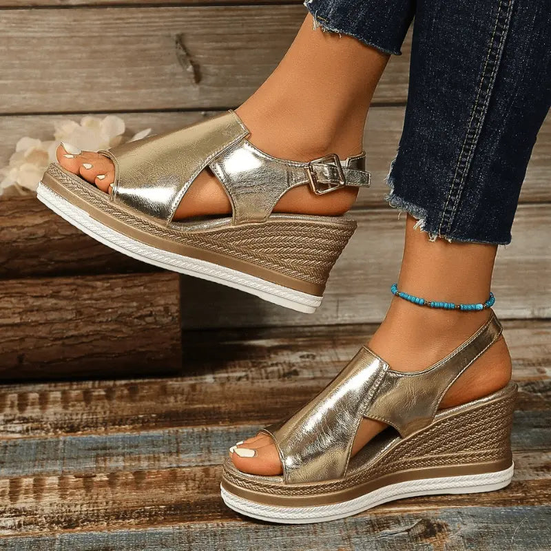 Claire | Womens Metallic Platform Comfort Sandals Luvy Boutique