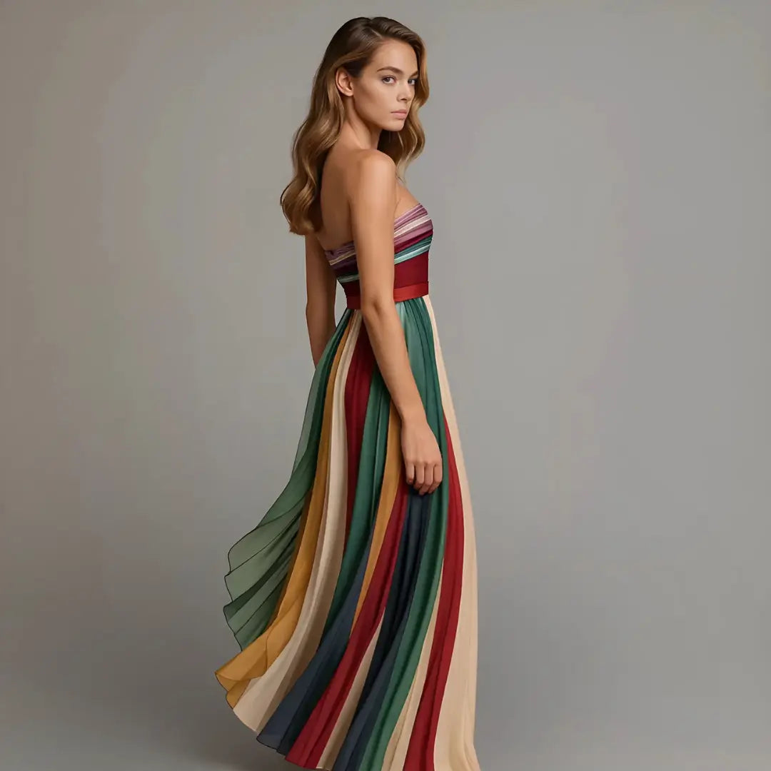 Savannah | Women’s Strapless Pleated Maxi Dress Luvy Boutique