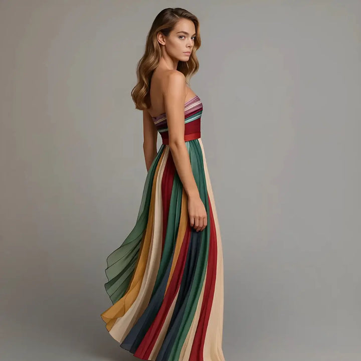 Savannah | Women’s Strapless Pleated Maxi Dress Luvy Boutique