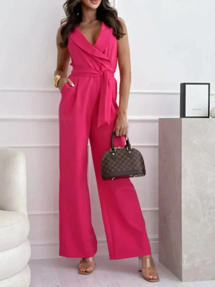 Layla | Stylish Wrap-Front Wide-Leg Jumpsuit Luvy Boutique