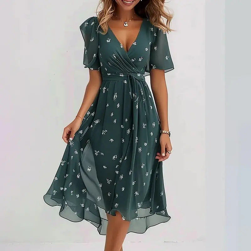 Nallely | Stylish Floral Wrap Dress Luvy Boutique