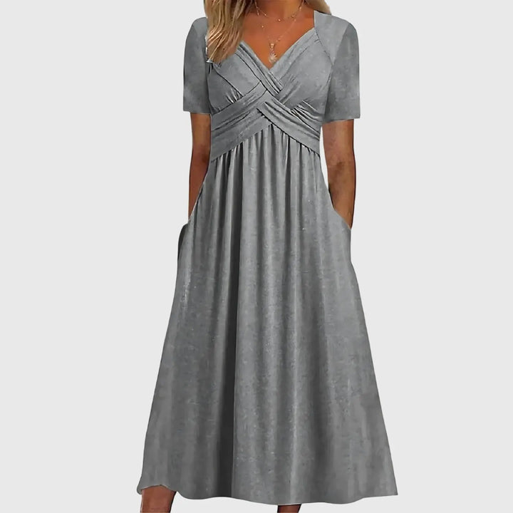Alice | Women’s Elegant V-Neck Flowing Midi Dress Luvy Boutique