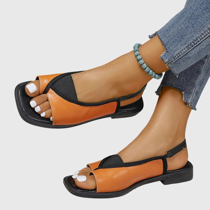 Fiona | Womens Contrast Strap Flat Sandals Luvy Boutique