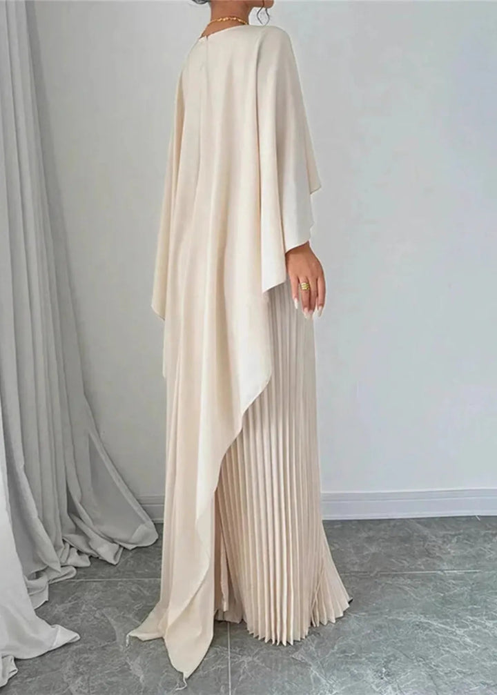 Jasmine | Women's Pleated Cape Maxi Wedding Guest Dress Luvy Boutique
