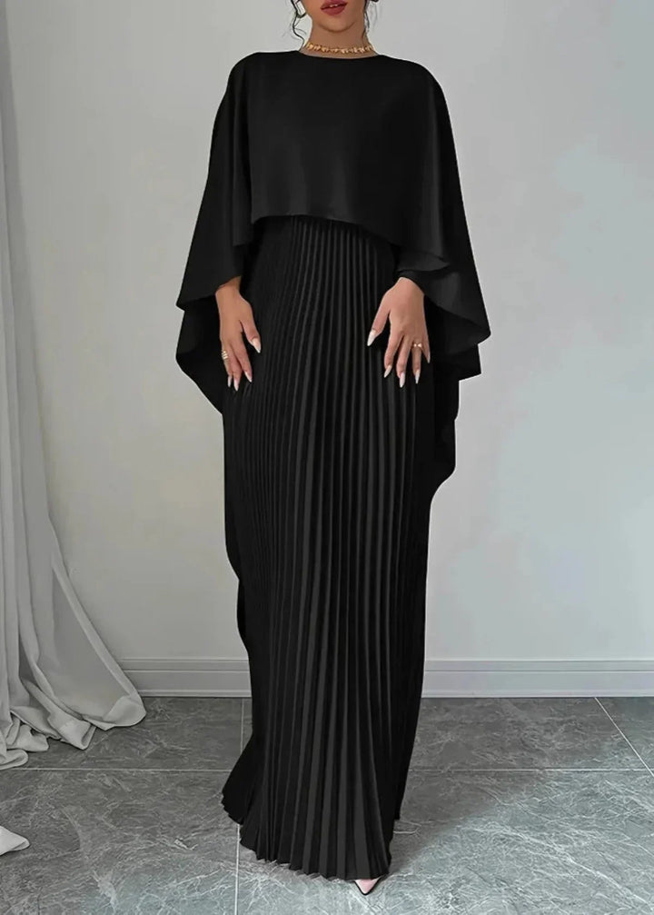 Jasmine | Women's Pleated Cape Maxi Wedding Guest Dress Luvy Boutique