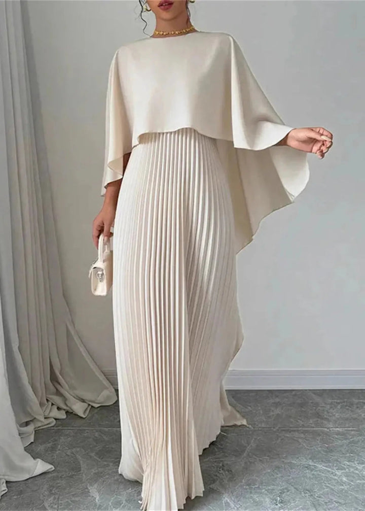 Jasmine | Women's Pleated Cape Maxi Wedding Guest Dress Luvy Boutique