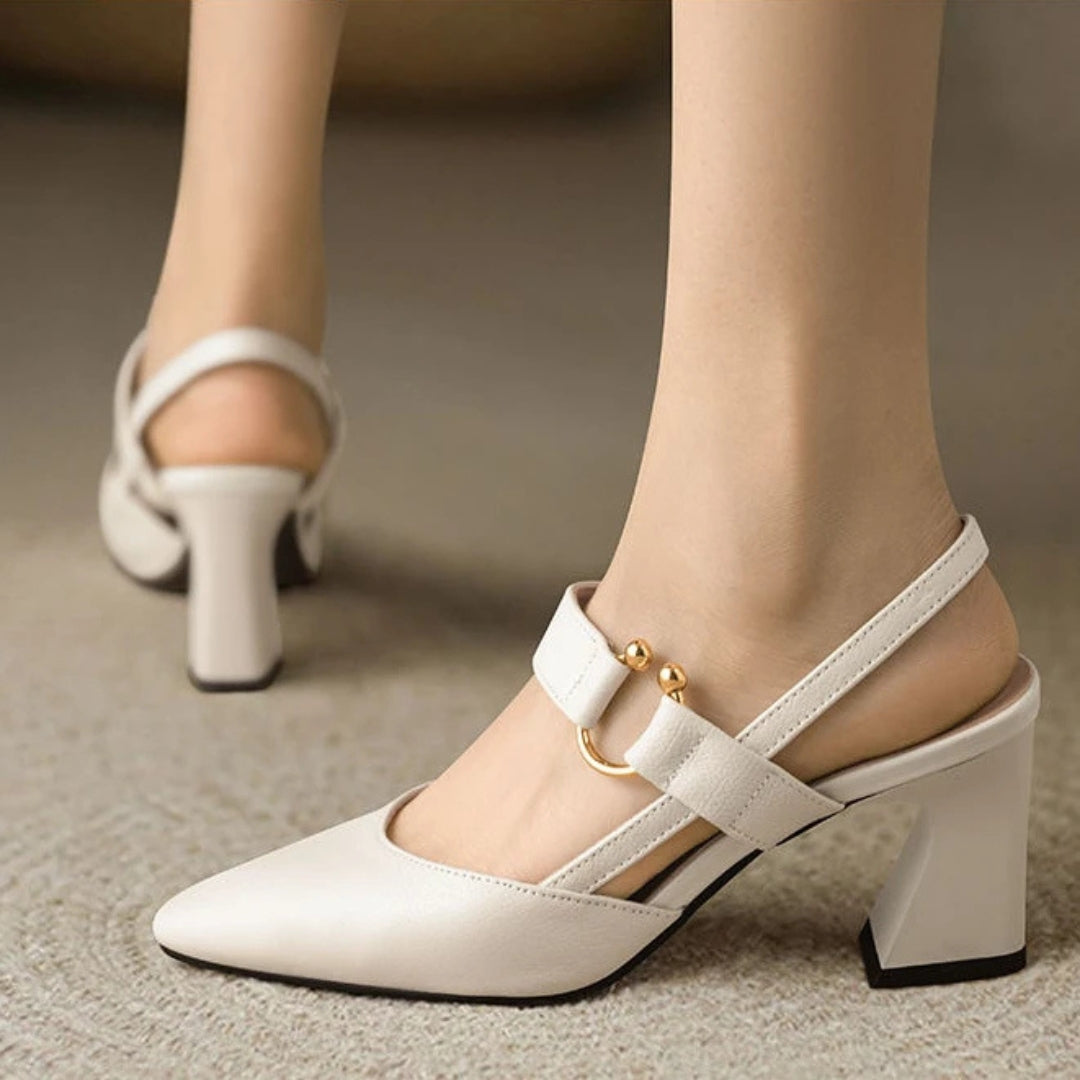 Hannah | Women Elegant Slingback Block Heel Shoes Luvy Boutique
