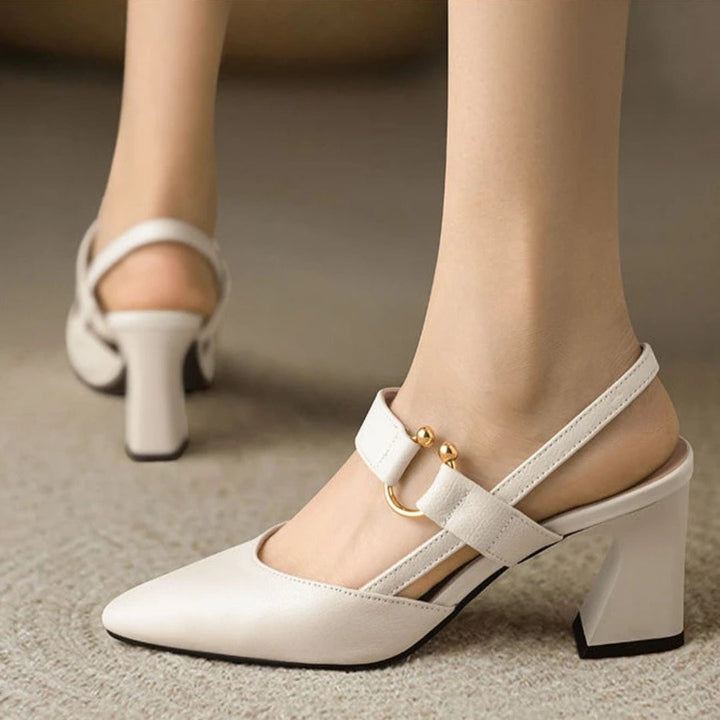 Hannah | Women Elegant Slingback Block Heel Shoes Luvy Boutique
