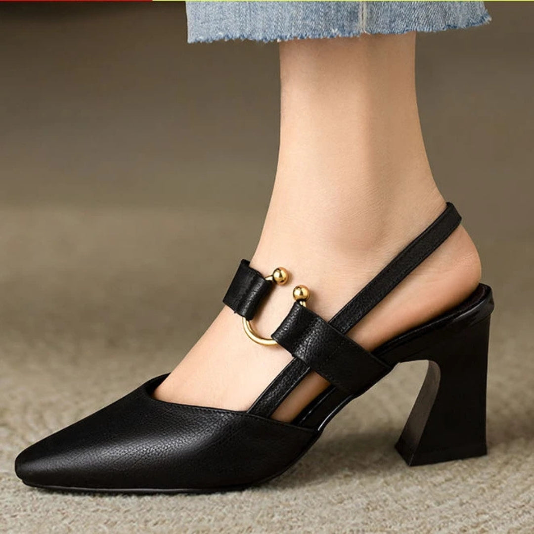 Hannah | Women Elegant Slingback Block Heel Shoes Luvy Boutique