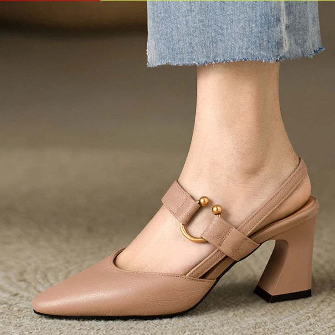 Hannah | Women Elegant Slingback Block Heel Shoes Luvy Boutique