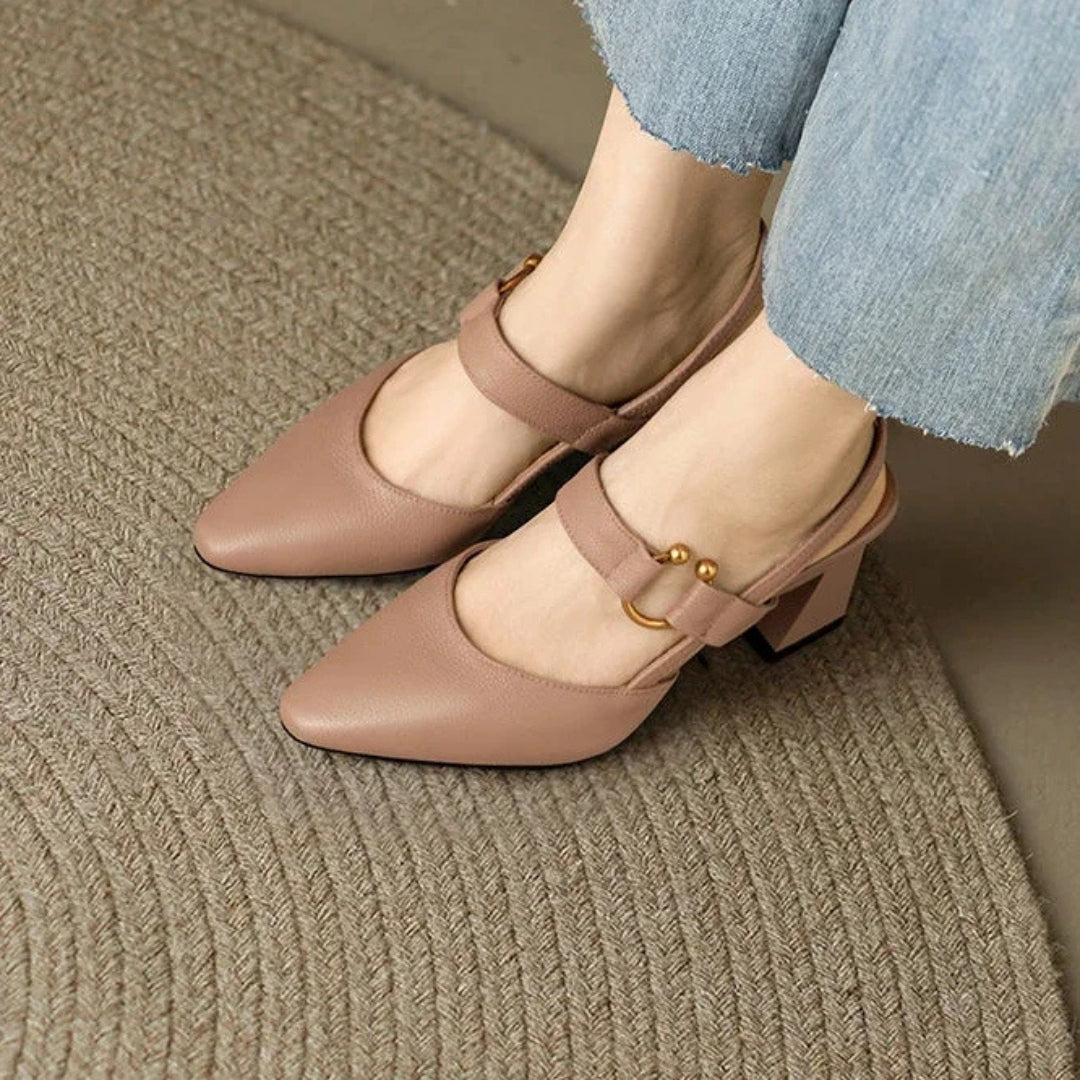 Hannah | Women Elegant Slingback Block Heel Shoes Luvy Boutique