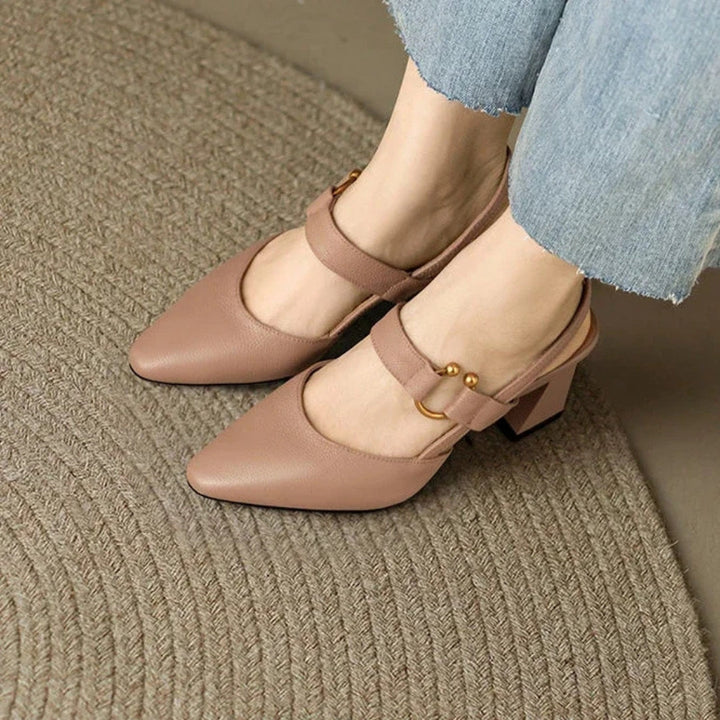 Hannah | Women Elegant Slingback Block Heel Shoes Luvy Boutique