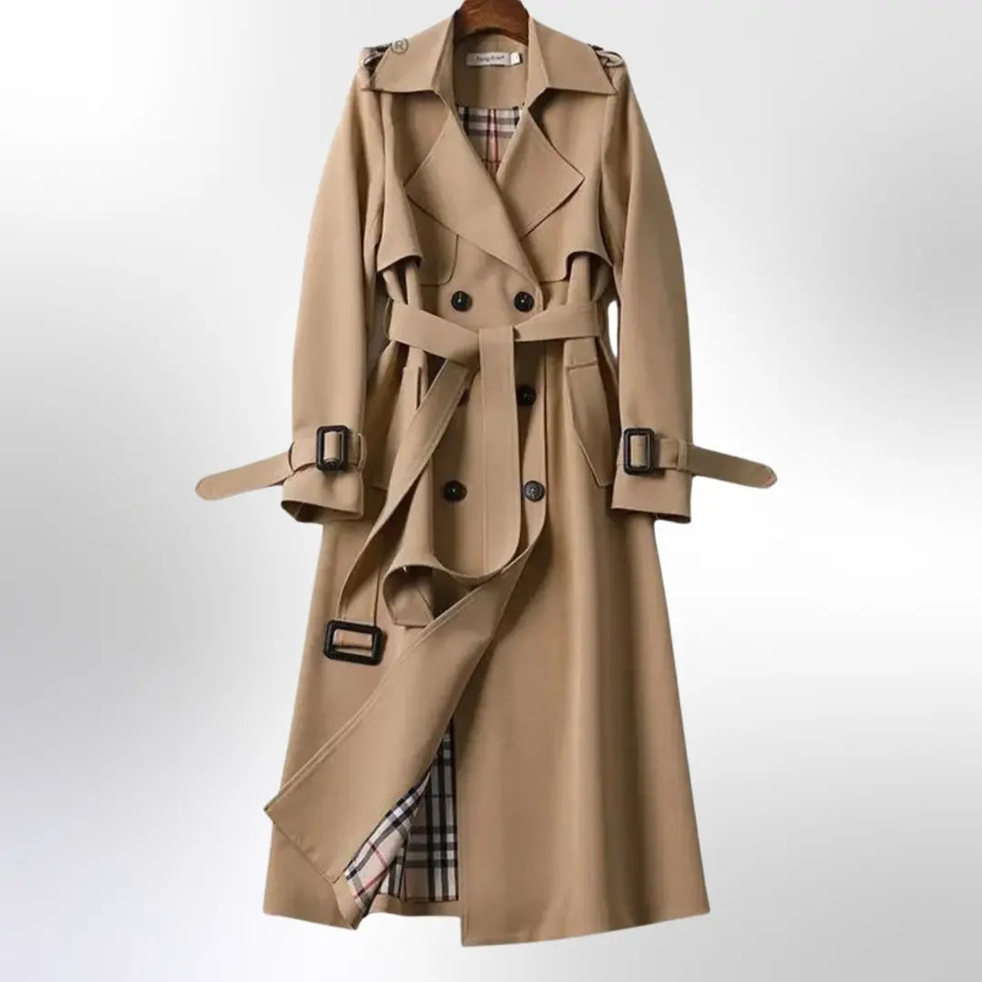 Bella | Women Double Breasted Belted Trench Coat Luvy Boutique