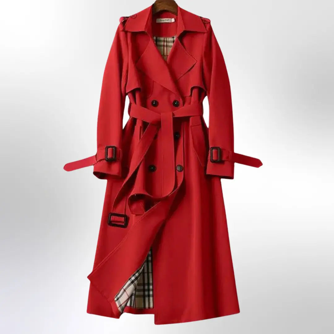 Bella | Women Double Breasted Belted Trench Coat Luvy Boutique