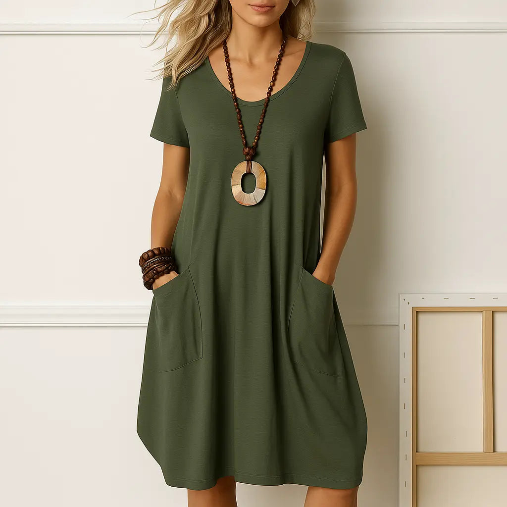 ALMARA | ELEGANT DRESS WITH DISCREET TUMMY COVERAGE Luvy Boutique