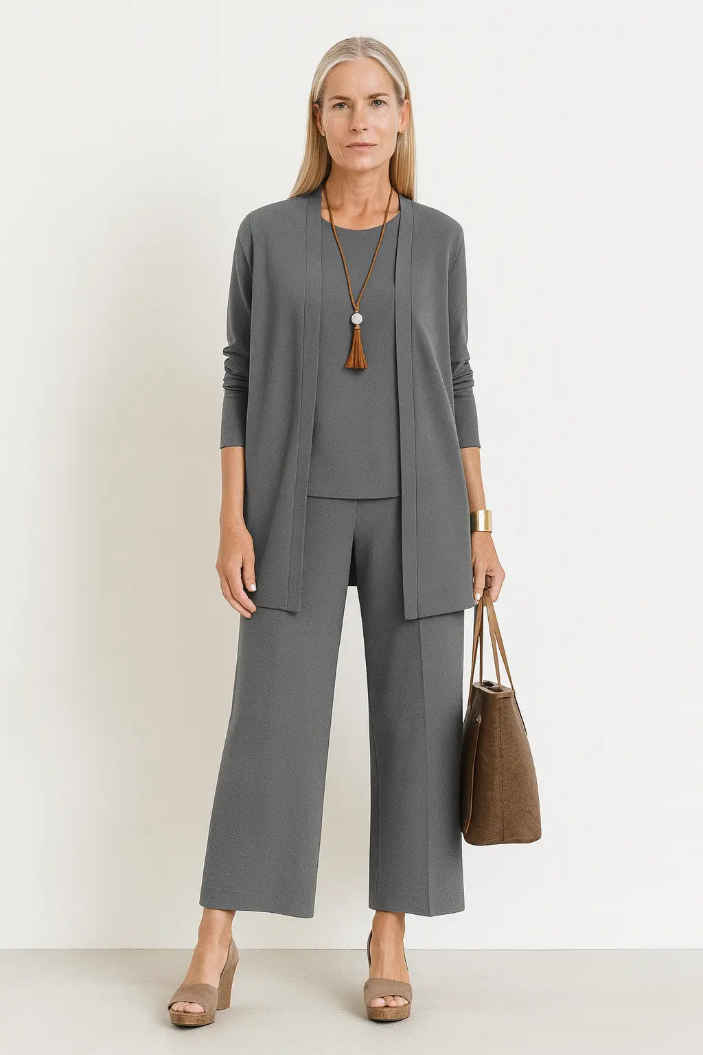 Bianca | Women’s Three Piece Top Cardigan Pants Set Luvy Boutique