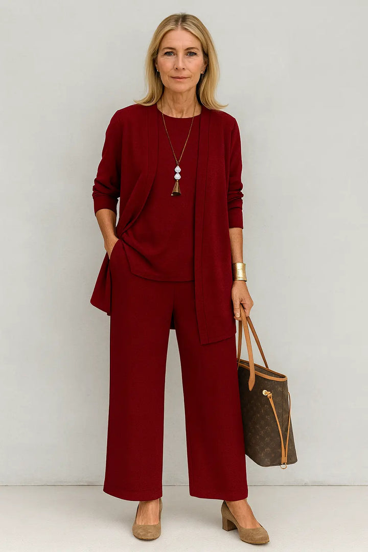 Bianca | Women’s Three Piece Top Cardigan Pants Set Luvy Boutique