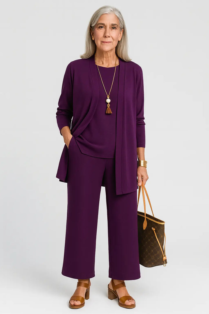 Bianca | Women’s Three Piece Top Cardigan Pants Set Luvy Boutique