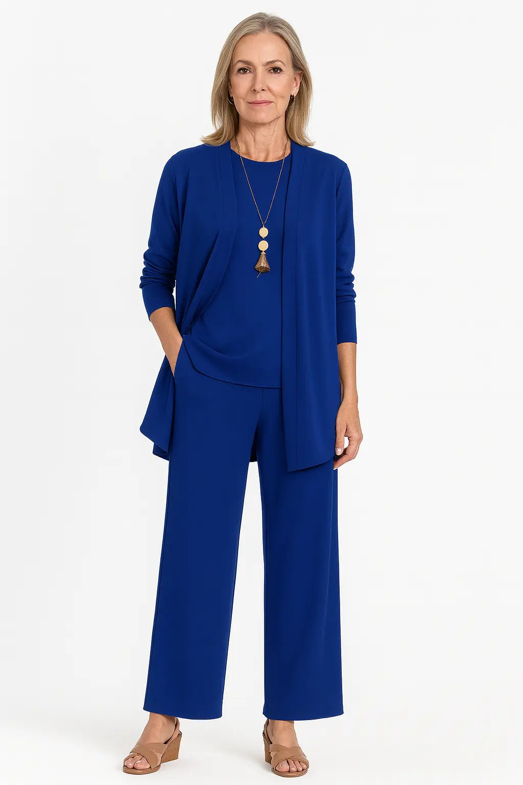 Bianca | Women’s Three Piece Top Cardigan Pants Set Luvy Boutique