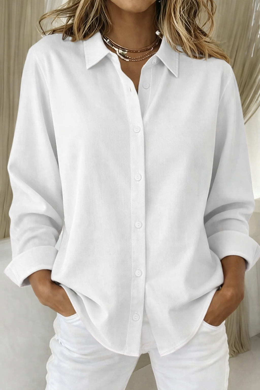 Alyssa | Women’s Button Front Long Sleeve Top Luvy Boutique