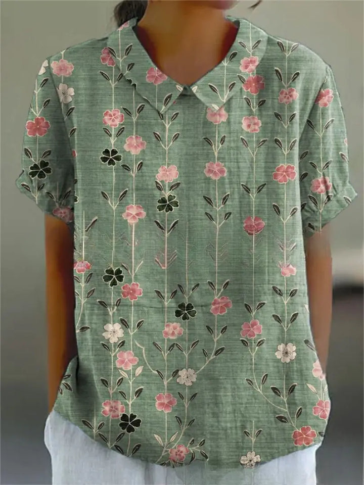 Sarah | Women’s Floral Print Collared Casual Blouse Luvy Boutique