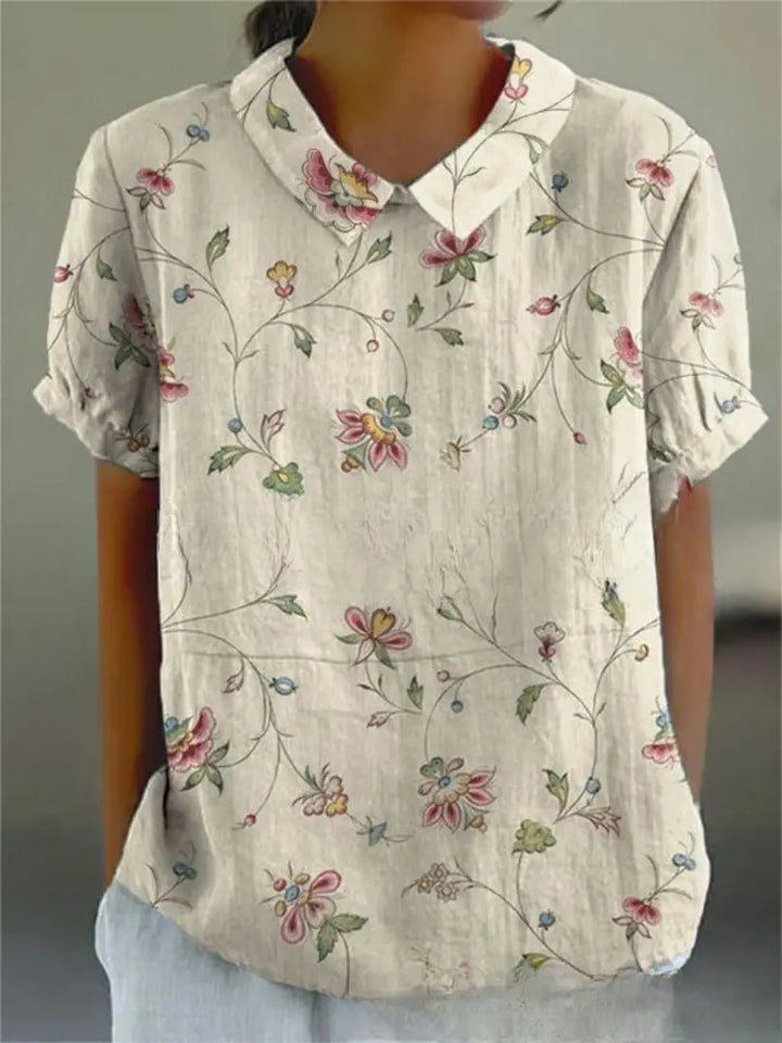 Sarah | Women’s Floral Print Collared Casual Blouse Luvy Boutique