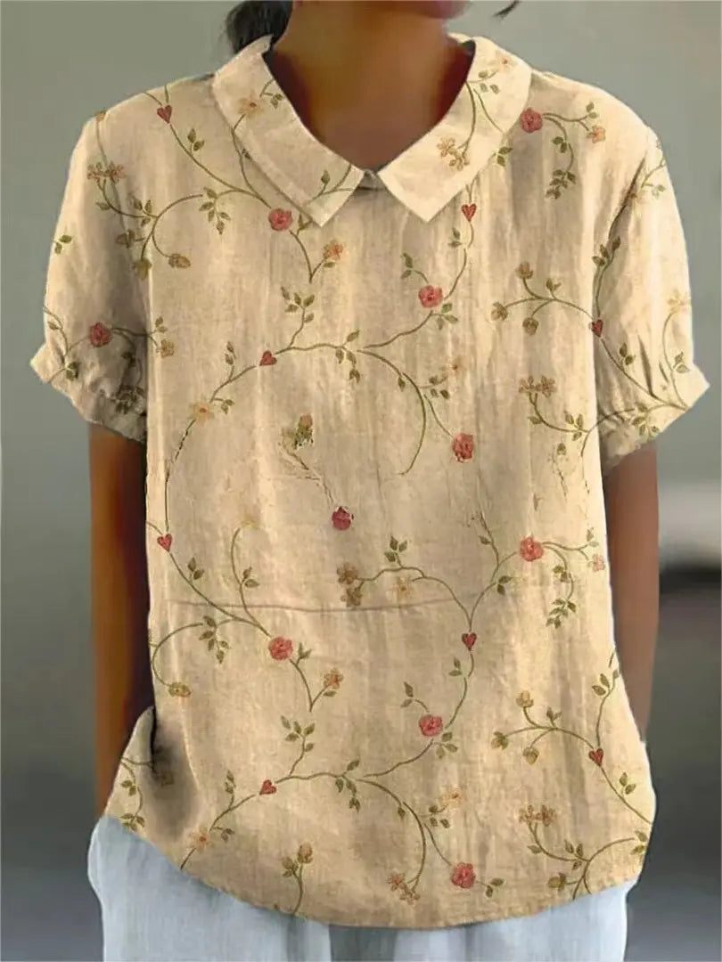 Sarah | Women’s Floral Print Collared Casual Blouse Luvy Boutique