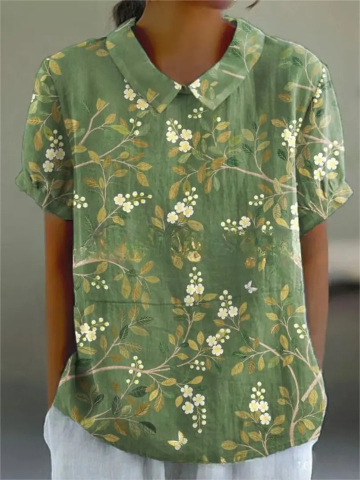 Sarah | Women’s Floral Print Collared Casual Blouse Luvy Boutique