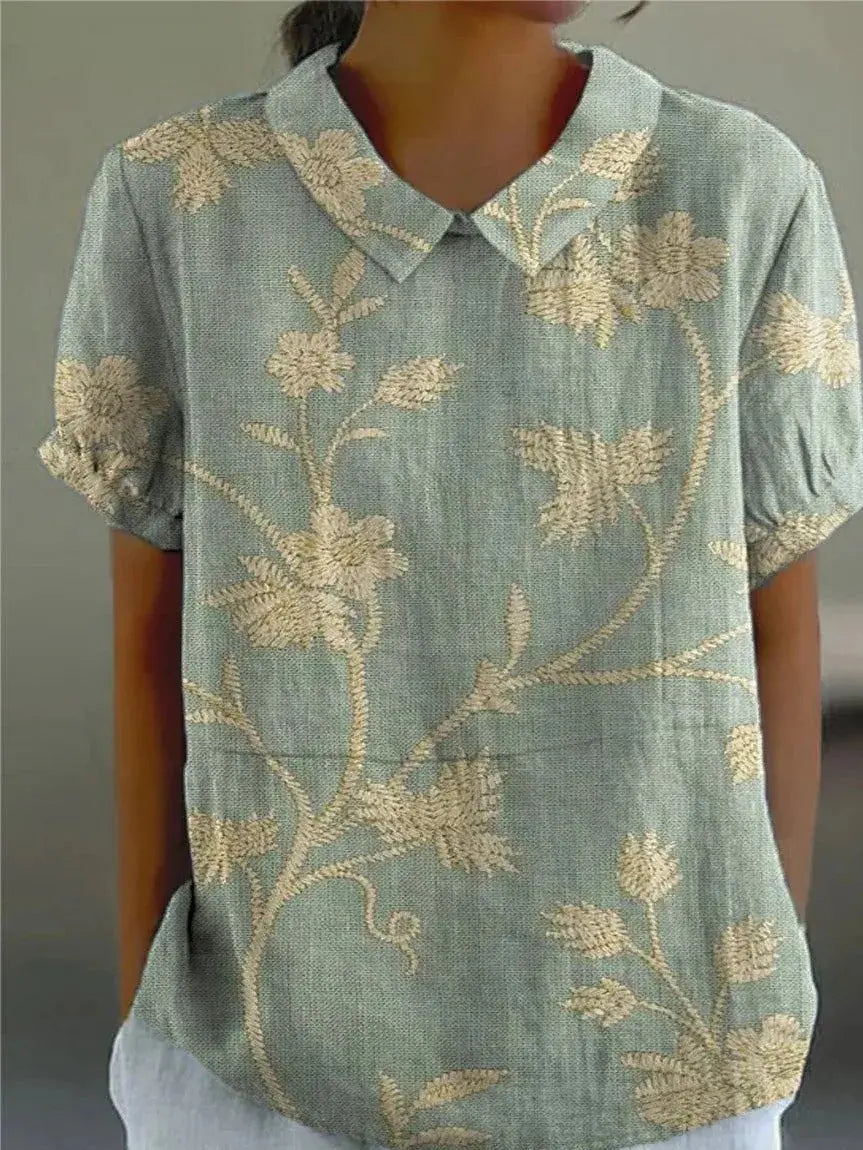 Sarah | Women’s Floral Print Collared Casual Blouse Luvy Boutique