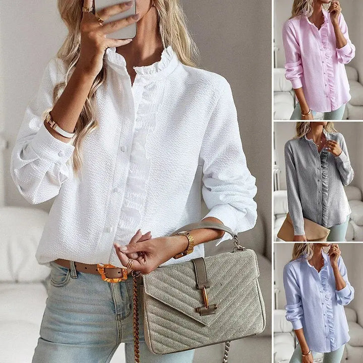 Lena | Elegant Ruffled Collar Shirt Luvy Boutique