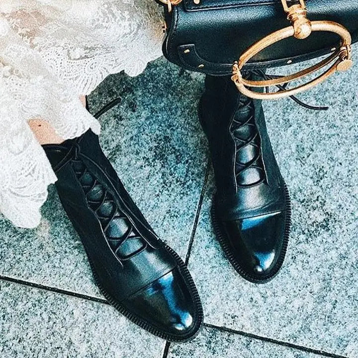 Alyssa | Women Lace Up Ankle Boots Luvy Boutique