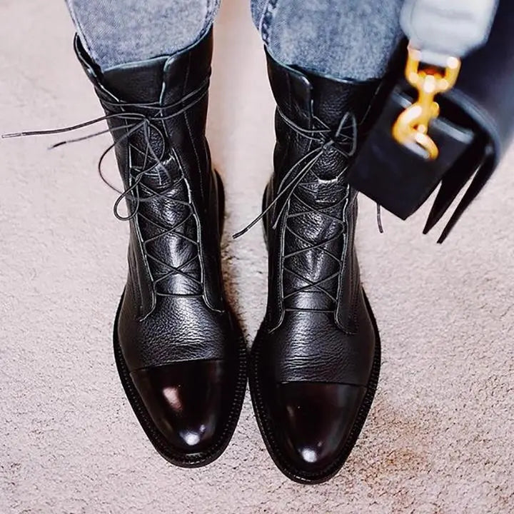 Alyssa | Women Lace Up Ankle Boots Luvy Boutique