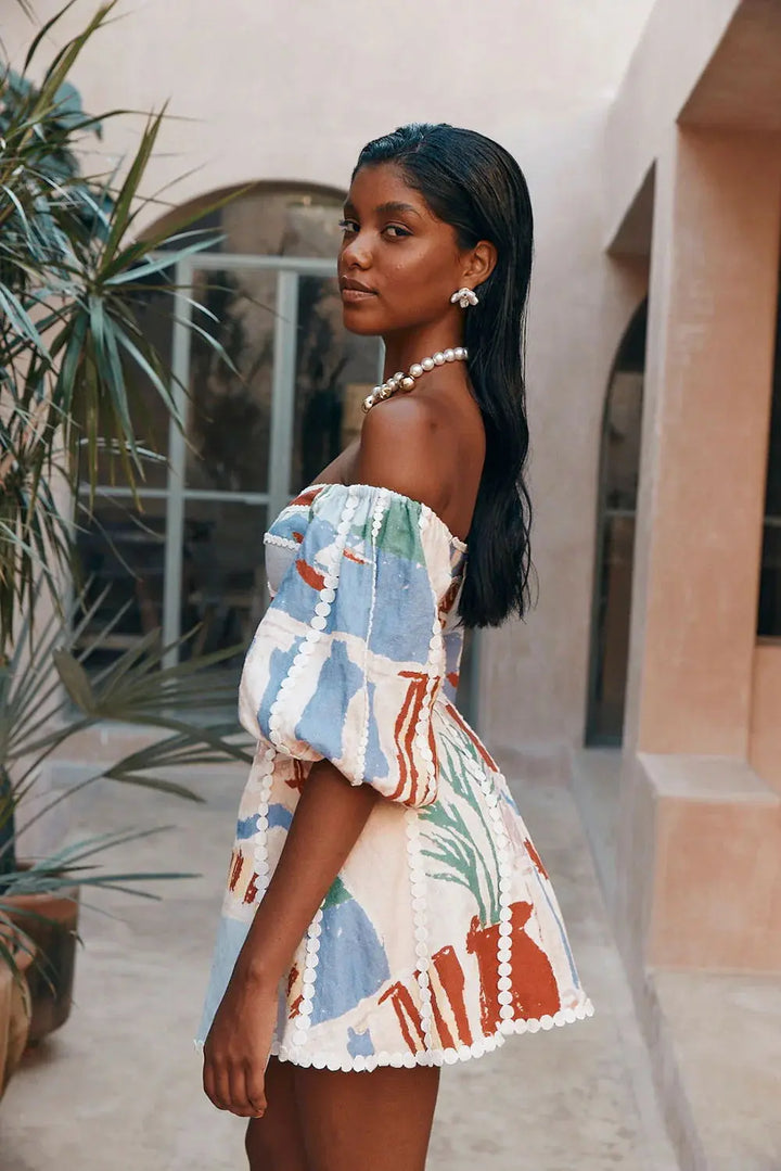 Melanie | Stylish Off-Shoulder Print Dress Luvy Boutique